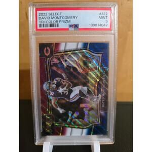 2022 SELECT DAVID MONTGOMERY TRI-COLOR PRIZM PSA 9 (NUMBERED 33/75)